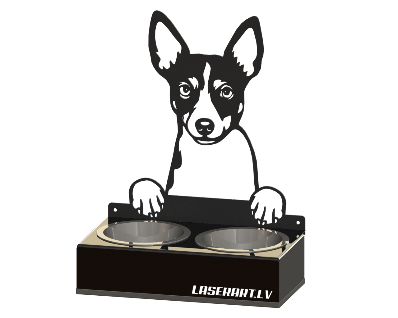 2-Bowl Dog Feeder, Rat Terriers Dog breed, Raised Feeding Station